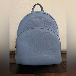 Michael Kors Abbey Medium Chambray Leather Backpack baby blue 100% AUTH BNWOT~